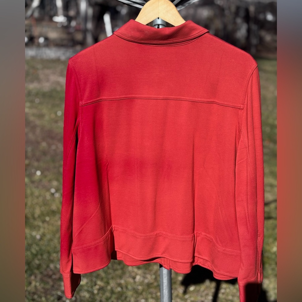 J.Jill Wearever Collection Double Face Jersey Flap Pocket Jacket Burnt Orange 1X - Picture 5 of 10